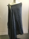 Unisex, Historical Fiction Cape, N/L MTO, Gray, Linen, Solid, O/S, Lightweight Linen,  Self Ties with Bronze Scarab Beetle Details