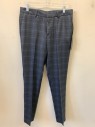 NEW LOOK, Navy Blue, Black, Polyester, Viscose, Plaid, F.F, 4 Pockets, DOUBLE PANTS