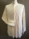 DARCY, White, Cotton, Solid, Long Sleeves, Button Front, Band Collar, Reproduction