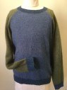 TUCKER & TATE, Blue, Green, Cotton, Acrylic, Color Blocking, Pullover, Crew Neck, Raglan Sleeves,  Double, See FC048241