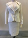 La Fayette, Ivory White, Wool, Elastane, Solid, Single Button, C.A., Top Pocket, Shoulder Pads