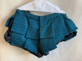 Mens, Historical Fiction Piece 2, MTO/ WESTERN COSTUME, Iridescent Blue, Black, Synthetic, Geometric, W 34, Triangle/Arrow Patter with Silver/Blue/Green Metallic Circles, Breeches, Slashes with Solid Black Lining, Flaps From Waistband, Hook & Eye and Snap Front, Suspender Buttons, Historical Fiction