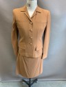 ALBERTA FERRETTI, Lt Brown, Rayon, Rayon, Solid, Collar Attached, 4 Button Front,  2 Flip Pockets, Self Strpies