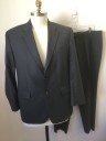 RALPH LAUREN, Dk Gray, Wool, Solid, Single Breasted, Notched Lapel, 2 Buttons, 3 Pockets, Solid Black Lining