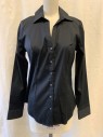 Womens, Blouse, EXPRESS, Black, Cotton, Nylon, XS, Collar Attached, Button Front, Long Sleeves
