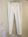 ACADEMY AWARDS, White, Synthetic, Solid, Flat Front, Belt Loops,