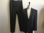 WALL STREET COLL., Charcoal Gray, Wool, Solid, 2 Buttons,  Notched Lapel, 3 Pockets,