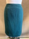 CHANEL, Dk Teal, Wool, Nylon, Solid, Texture Weave, CB Zipper, Center Back Vent with 2 Button Detail