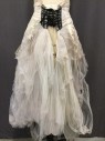 Womens, Sci-Fi/Fantasy Piece 2, MTO, White, Rubber, Polyester, Solid, 26+ W, Tulle Skirt, Lacing/Ties Front, Aged/Distressed,  White Latex Drips