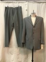 PERRY ELLIS, Heather Gray, Wool, Heathered, Heather Gray, Notched Lapel, 3 Buttons,  3 Pockets,