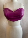 N/L, Fuchsia Purple, Leather, Solid, Strapless, Bustier, Padded Bust, Zip Back, Sweetheart Neck