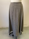 N/L, Black, White, Wool, Gingham, Ankle Length, Vertical Seams Throughout with Pleats at Seams, Hook & Eye Closures in Back, **Has Some Mends and Small Moth Holes Throughout