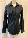 Womens, Blouse, EXPRESS, Black, Cotton, Nylon, L, Collar Attached, Button Front, Long Sleeves