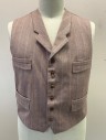 N/L MTO, Terracotta Brown, Beige, Gray, Wool, Herringbone, Stripes - Vertical , Single Breasted, 6 Buttons, Notched Lapel, 4 Welt Pockets, Gray Lining and Back, Belted Back, Made To Order