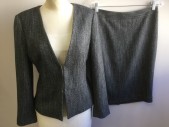 Womens, Suit, Jacket, ANN TAYLOR, Charcoal Gray, Lt Gray, Black, Polyester, Rayon, 2 Color Weave, W28, B36, 3 Hooks & Eyes, Peplum, No Collar or Lapel