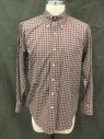 LAUREN RALPH LAUREN, Red, White, Green, Black, Cotton, Plaid, Button Front, Collar Attached, Button Down Collar, Long Sleeves, 1 Pocket, Doubles