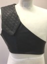 Unisex, Sci-Fi/Fantasy Accessory, SIAM COSTUMES, Black, Leather, Solid, Diamonds, L, Chest Piece/Strap: Black Solid Leather with Diamond Stitched Quilted Leather1 Shoulder Strap, Cropped Length, Made To Order **Multiples