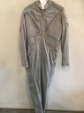 Unisex, Sci-Fi/Fantasy Jumpsuit, N/L, Gray, Synthetic, Solid, 28, 38, 36, Bumpy Textured, Long Sleeves, Full Legs, Stand Collar, Zip Front, Various Ribbed Panels, and Pockets/Compartments, Elastic Panel At Center Back Waist, Made To Order