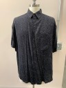 GOOUCH, Black, White, Rayon, Speckled, Button Front, S/S, C.A., 1 Pocket,