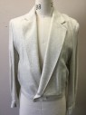 Mens, Jacket, MTO, Ivory White, Lt Gray, Cotton, Silk, Diamonds, 42, Made To Order, Double Breasted, 2 Buttons at Waist, Notched Lapel, Box Pleat Center Back, Flock of Seagulls, Triple,