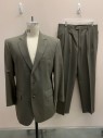 JOS A BANK, Putty/Khaki Gray, Wool, Solid, 2 Buttons, Single Breasted, Notched Lapel, 3 Pockets,