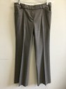 ANNE KLEIN, Brown, Lt Brown, Polyester, Viscose, Herringbone, Mid Rise, Slightly Boot Cut Leg, Zip Fly, 4 Pockets, Belt Loops