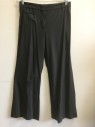 BCBG MAX AZRIA, Dk Brown, Wool, Spandex, Solid, High Waist, Wide Leg, 1.5 Wide Self Waistband, Belt Loops, Zip Fly, 3 Pockets