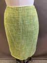 DANA BUCKMAN, Green, Cream, Tan Brown, Chartreuse Green, Silk, Tweed, CB Zipper, Bk Vent.