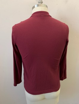 Mens, Polo, PORT AUTHORITY, Red Burgundy, Poly/Cotton, Solid, M, Collar Attached, 3 Buttons, Half Placket