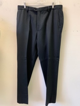 Mens, Suit, Pants, ANTICA SARTORIA CAMP, Black, Wool, 36/30, F.F, Slash Pockets,