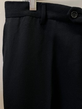 Mens, Suit, Pants, ANTICA SARTORIA CAMP, Black, Wool, 36/30, F.F, Slash Pockets,