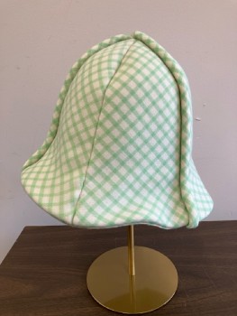 PATRICIA UNDERWOOD, Lt Green, Cream, Gingham, Buckle Hat, Self Piping,