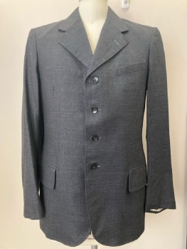 SAIM COSTUMES, Charcoal/ Gray, 2 Color-weave, C.A., Notched Lapel, SB. 3 Pockets, Pick Stitching