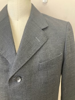 SAIM COSTUMES, Charcoal/ Gray, 2 Color-weave, C.A., Notched Lapel, SB. 3 Pockets, Pick Stitching