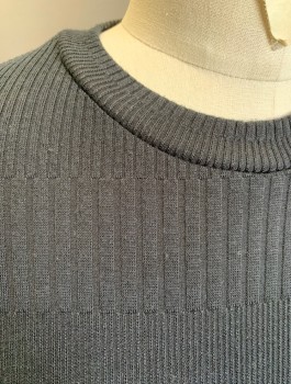 Womens, Pullover, ASOS, Black, Polyester, Elastane, Solid, S, Rib Knit with Varied Thickness of Ribbing,  Crew Neck, Long Sleeves