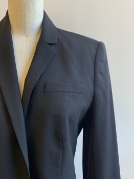 Womens, Blazer, J CREW, Black, Wool, Solid, B: 34, 0, L/S, 1 Buttons, Single Breasted, Notched Lapel, 3 Pockets
