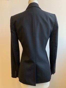 Womens, Blazer, J CREW, Black, Wool, Solid, B: 34, 0, L/S, 1 Buttons, Single Breasted, Notched Lapel, 3 Pockets