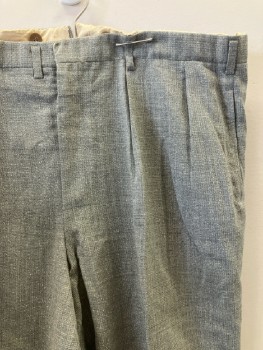 N/L, Gray/ Cream, 2 Color-weave, Pleated Front, Zip Front, Belt Loops, 4 Pockets