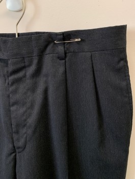 Mens, Slacks, JOS A BANKS, Charcoal Gray, Wool, Solid, 34/29, Zip Front, Button Closure, Pleated Front, 4 Pockets