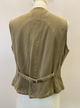 Womens, Vest, TERRITORY AHEAD, Dk Khaki Brn, Cotton, Solid, 8, Button Front, V Neck, Top Pockets,