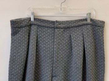 NO LABEL, Dk Gray, Polyester, Cotton, Zig-Zag , Dots, Pleated Front & Back, Zip Front, Made To Order