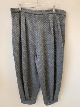 Mens, Sci-Fi/Fantasy Pants, NO LABEL, Dk Gray, Polyester, Cotton, Zig-Zag , Dots, 40/22, Pleated Front & Back, Zip Front, Made To Order
