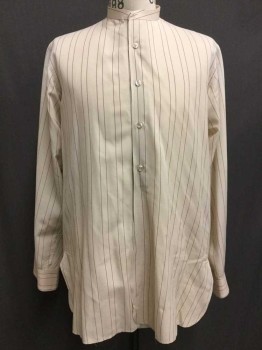 Beige, Maroon Red, Stripes, L/S, Button Front,