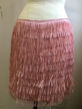 MARE, Baby Pink, Polyester, Strips of Fabric Fringe, Side Zipper,