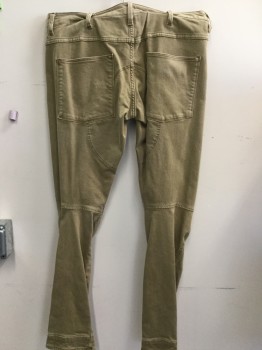 Mens, Casual Pants, GSTAR RAW, Mustard Yellow, Cotton, Lycra, Solid, 32/32, 5 Pocket, Stictch Detail, Knee Details,