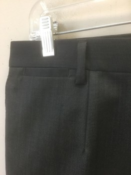 Mens, Suit, Pants, DOLCE & GABBANA, Charcoal Gray, Wool, 2 Color Weave, Solid, Ins:33, W:36, Charcoal with White Dotted Weave, Flat Front, Small Darts at Waist, 6 Pockets Including 2 Watch Pockets, High End