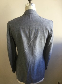 J CREW, Blue, Cotton, 2 Color Weave, Single Breasted, 2 Buttons,  3 Pockets, 2 Back Vents, Half Lining, Double, See FC047902