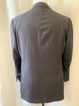 ISAIA, Dk Brown, Wool, Notched Lapel, Single Breasted, Button Front, 2 Buttons, 3 Pockets