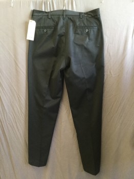Mens, Casual Pants, HAGGAR, Black, Cotton, Solid, 34/33, Flat Front, Slit Pockets, Zip Front