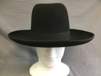 Mens, Cowboy Hat, AUGUSTA, Black, Wool, 7 1/4, Grosgrain Hat Band and Edge Binding, Fur Felt